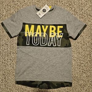 George Gray and Yellow Kids Tee with Camo Accents